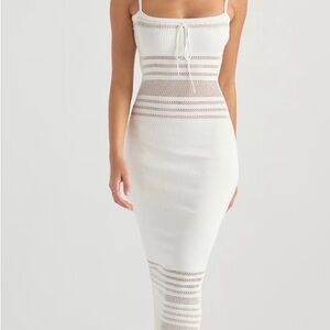 Amazon White and Brown Striped Dress